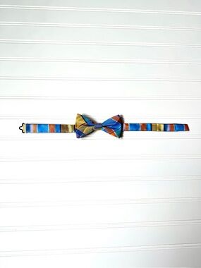 Izod Blue, Orange, Tan & Green Striped Bow Tie